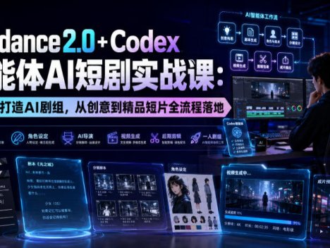 Seedance2.0+Codex智能体AI短剧实战课：一个人打造AI剧组，从创意到精品短片全流程