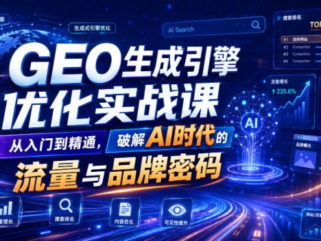 GEO生成引擎优化实战课，从入门到精通，破解AI时代的流量与品牌密码