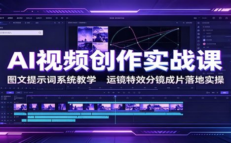 AI视频创作实战课:图文提示词系统教学,运镜特效分镜成片落地实操