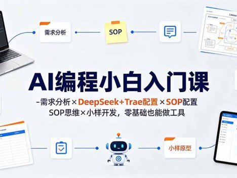 AI编程小白入门课-需求分析×DeepSeek+Trae配置×SOP思维×小样开发，零基础也能做工具