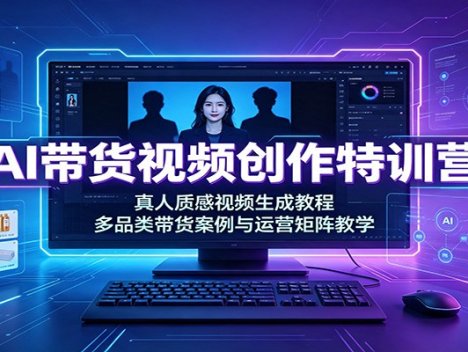 AI带货视频创作特训营：真人质感视频生成教程，多品类带货案例与运营矩阵教学