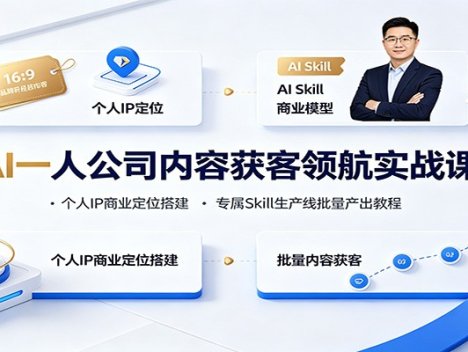 AI一人公司内容获客领航实战课：个人IP商业定位搭建，专属Skill生产线批量产出教程