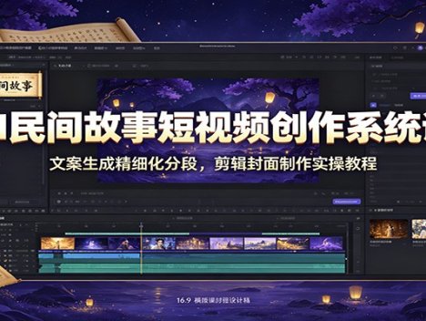 AI民间故事短视频创作系统课：文案生成精细化分段，剪辑封面制作实操教程