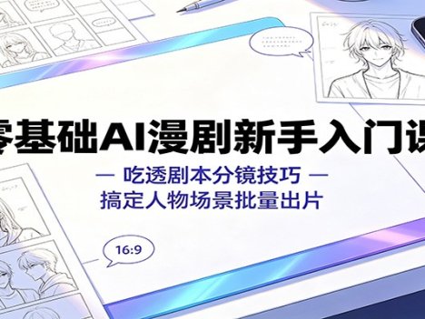 零基础AI漫剧新手入门课：吃透剧本分镜技巧，搞定人物场景批量出片