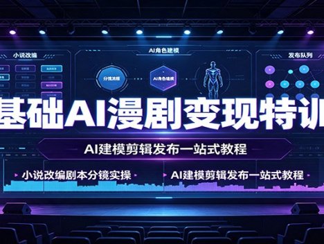 零基础AI漫剧变现特训营：小说改编剧本分镜实操，AI建模剪辑发布一站式教程
