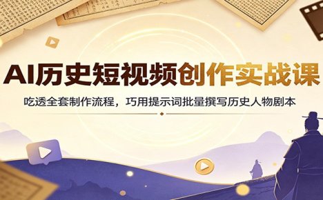 AI历史短视频创作实战课:吃透全套制作流程,巧用提示词批量撰写历史人物剧本