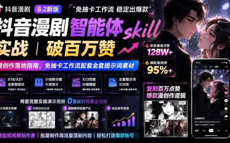 抖音漫剧智能体skill实战|破百万赞漫创作落地指南,免抽卡工作流配套全套提示词素材