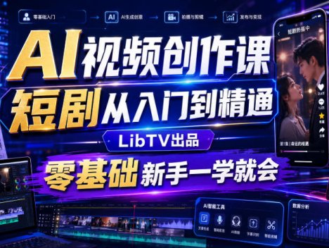 AI视频创作课，短剧从入门到精通，LibTV出品，零基础新手一学就会