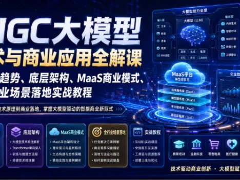 AIGC大模型技术与商业应用全解课｜产业趋势、底层架构、MaaS商业模式、全行业场景落地实战教程