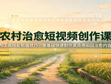 农村治愈短视频创作课：AI工具搭配剪辑技巧，零基础快速制作高质感田园治愈内容