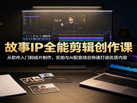 故事IP全能剪辑创作课：从软件入门到成片制作，实拍与AI配音结合快速打造优质内容