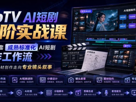 LibTV AI短剧进阶实战课，搭建一套成熟标准化AI短剧制作工作流，带你从素材创作走向专业镜头叙事