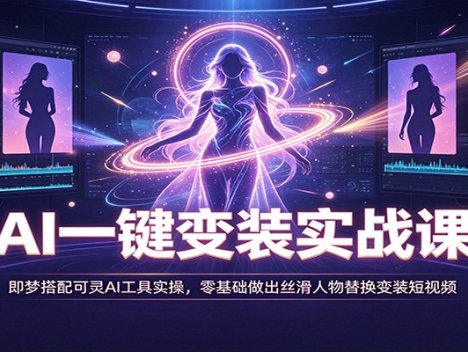 AI一键变装实战课：即梦搭配可灵AI工具实操，零基础做出丝滑人物替换变装短视频