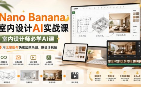 Nano Banana室内设计AI实战课，室内设计师必学AI课，用无限画布快速出效果图、做设计视频