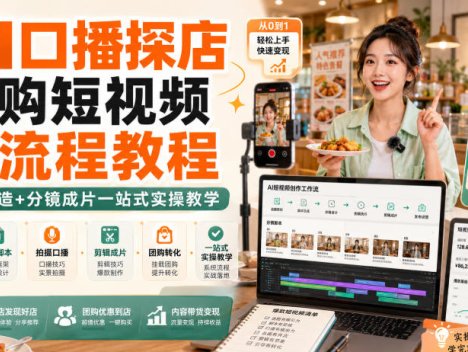 AI口播探店团购短视频全流程教程｜IP打造+分镜成片一站式实操教学