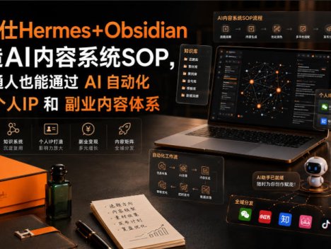 爱马仕Hermes+Obsidian打造AI内容系统SOP，让普通人也能通过 AI 自动化打造个人IP 和 副业内容体系