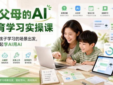 给父母的AI教育学习实操课，从辅导孩子学习的场景出发，带你一起学AI用AI