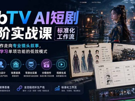 LibTV AI短剧进阶实操课标准化工作流；从素材创作走向专业镜头叙事，告别零散学习单项功能的低效模式