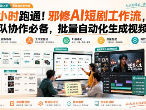 1小时跑通！邪修AI短剧工作流，团队协作必备，批量自动化生成视频