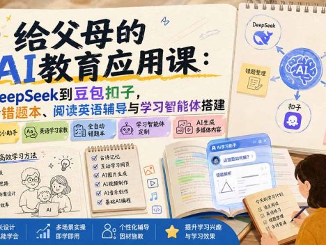 给父母的AI教育应用课：从DeepSeek到豆包扣子，学会错题本、阅读英语辅导与学习智能体搭建