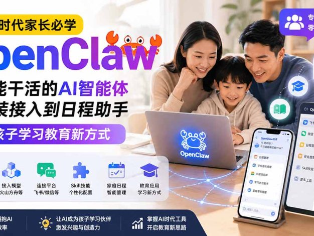 AI时代家长必学OpenClaw小龙虾——认识能干活的AI智能体,从安装接入到日程助手,探索孩子学习教育新方式