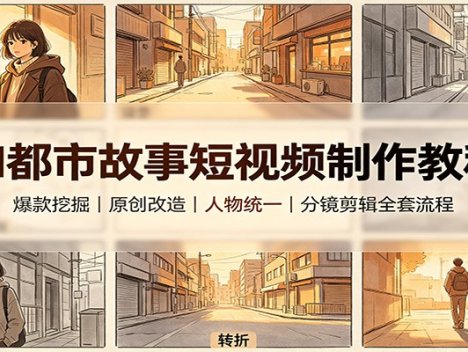 AI都市故事短视频制作教程：爆款挖掘原创改造，人物统一分镜剪辑全套流程