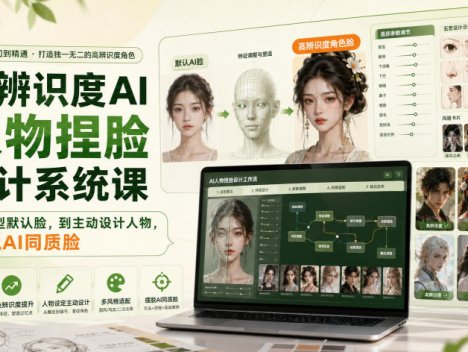 高辨识度AI人物捏脸设计系统课，从模型默认脸，到主动设计人物，摆脱AI同质脸