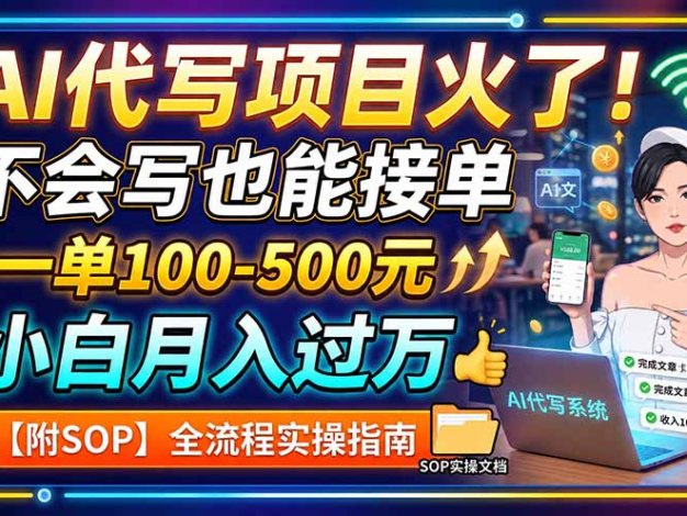AI代写项目火了！不会写也能接单，一单100-500元，小白月入过万【附SOP】