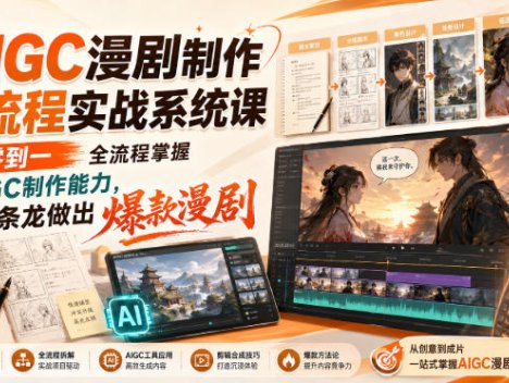 AIGC漫剧制作全流程实战系统课，从零到一全流程掌握AIGC制作能力，一条龙做出爆款漫剧