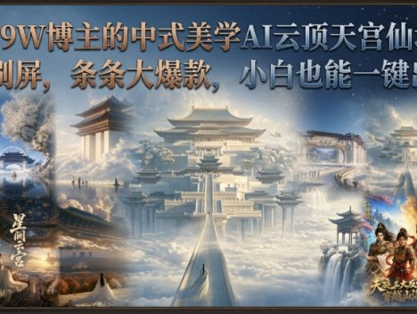 抖音6.9W博主的中式美学AI云顶天宫仙境教学，全网刷屏，条条大爆款，小白也能一键出大片
