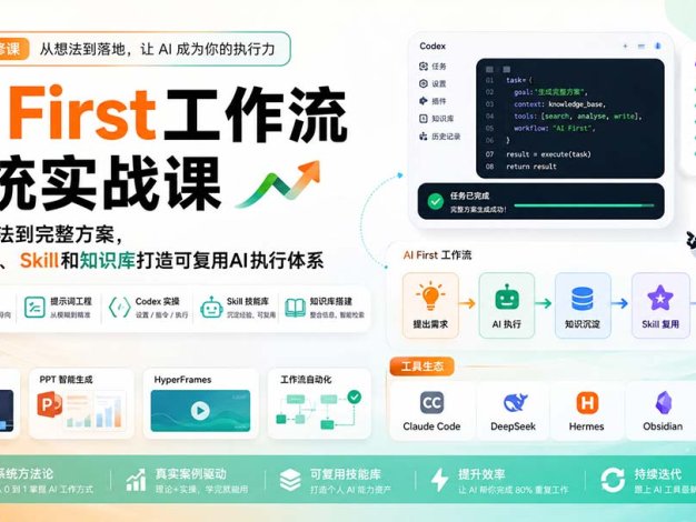 AI First工作流系统实战课:从一句想法到完整方案,用Codex、Skill和知识库打造可复用AI执行体系