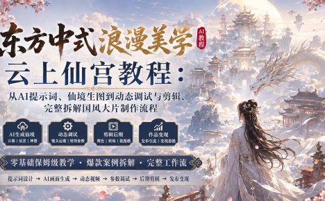 东方中式浪漫美学云上仙宫教程:从AI提示词、仙境生图到动态调试与剪辑,完整拆解国风大片制作流程