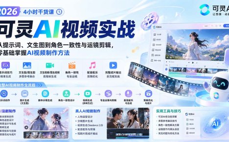 2026可灵AI视频实战-4小时干货课:从提示词、文生图到角色一致性与运镜剪辑,零基础掌握AI视频制作方法