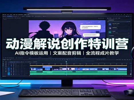动漫解说创作特训营：AI指令模板运用，文案配音剪辑，全流程成片教学