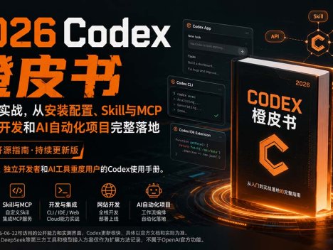 2026Codex橙皮书：全链路实战，从安装配置、Skill与MCP到网站开发和AI自动化项目完整落地