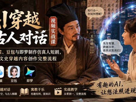 AI穿越与古人对话视频实战课：用小云雀、豆包与即梦制作仿真人短剧，掌握文史穿越内容创作完整流程