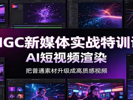 AIGC新媒体实战特训课：工具入门实操，AI短视频渲染，数字人商业视频制作