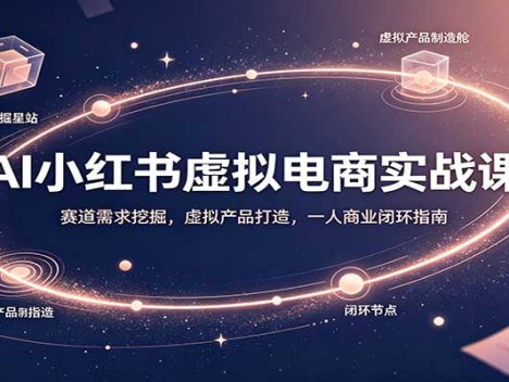 AI小红书虚拟电商实战课：赛道需求挖掘，虚拟产品打造，一人商业闭环指南