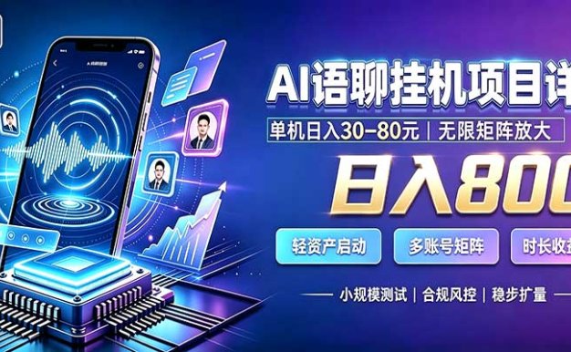 AI语聊挂机,日入800+,适用个人副业,工作室矩阵操作