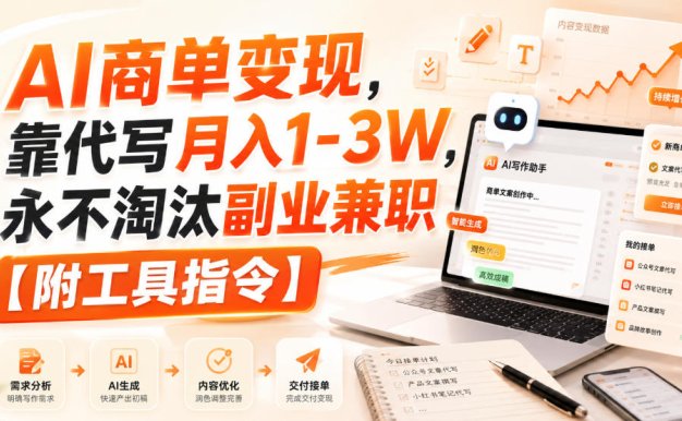 AI商单变现,靠代写月入1-3W,永不淘汰副业兼职【附工具指令】【揭秘】