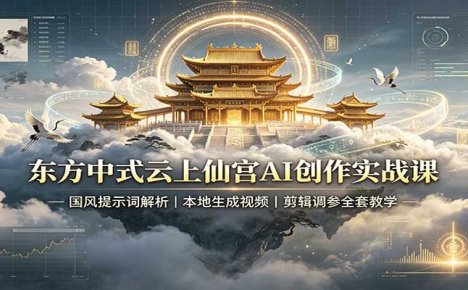 东方中式云上仙宫AI创作实战课:国风提示词解析,本地生成视频,剪辑调参全套教学
