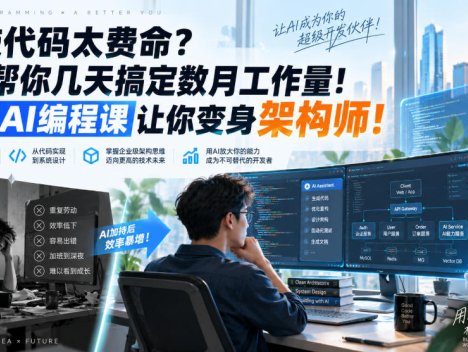 手敲代码太费命？AI帮你几天搞定数月工作量！这套AI编程课让你变身架构师！【原创双语字幕】