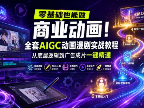 零基础也能做商业动画！全套AIGC动画漫剧实战教程，从底层逻辑到广告成片一键精通(更新0905)
