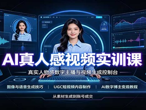 AI真人感视频实训课：图像语音生成，UGC内容制作，AI数字博主变现教程