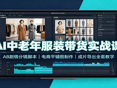 AI中老年服装带货实战课：AB剧情分镜脚本，电商平铺图制作，成片导出全套教学