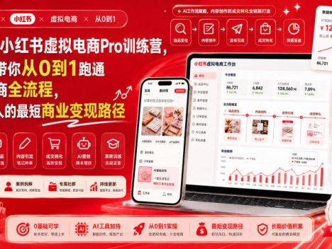8月AI小红书虚拟电商Pro训练营，手把手带你从0到1跑通虚拟电商全流程，给普通人的最短商业变现路径(更新0910)