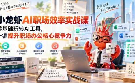 小龙虾AI职场效率实战课|零基础玩转AI工具,一键提升职场办公核心竞争力