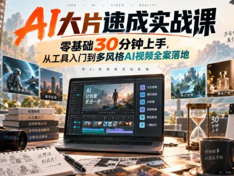 AI大片速成实战课｜零基础30分钟上手，从工具入门到多风格AI视频全案落地​