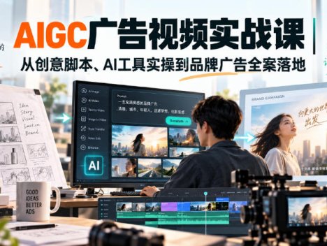 AIGC广告视频实战课｜从创意脚本、AI工具实操到品牌广告全案落地