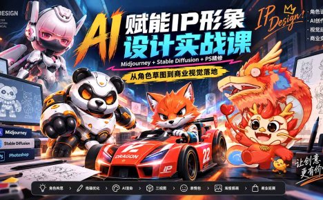 AI赋能IP形象设计实战课-无水印:Midjourney+Stable Diffusion+PS精修,从角色草图到商业视觉落地